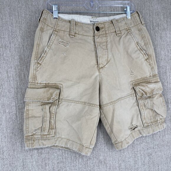 Abercrombie Fitch Shorts 30 Cargo Distressed Heavy Y2K Button Drawstring - Picture 2 of 13
